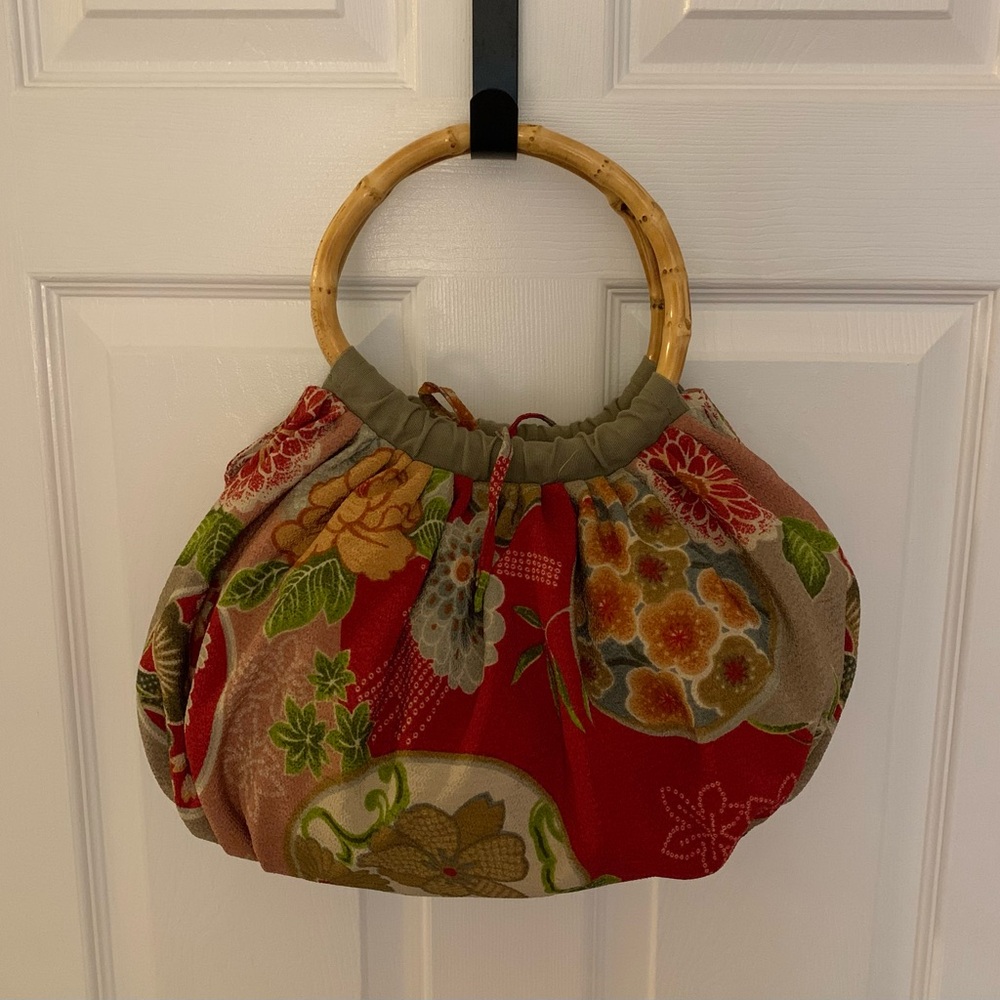 J. Jill summer/vacation purse with bamboo handles~EUC!